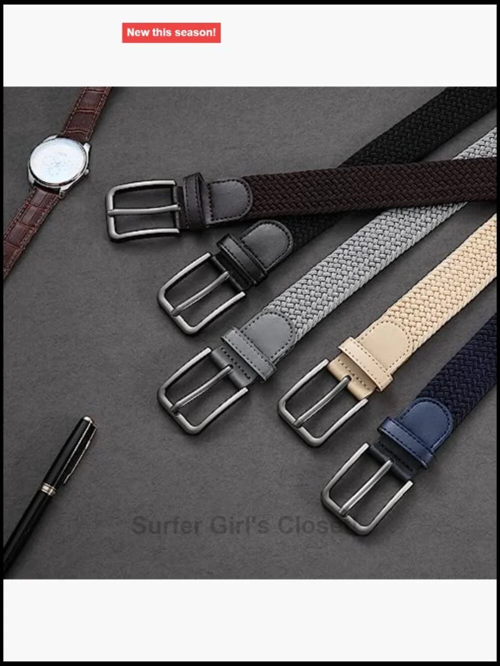 Elastic Woven Stretch Braided Belt for Men Casual Golf